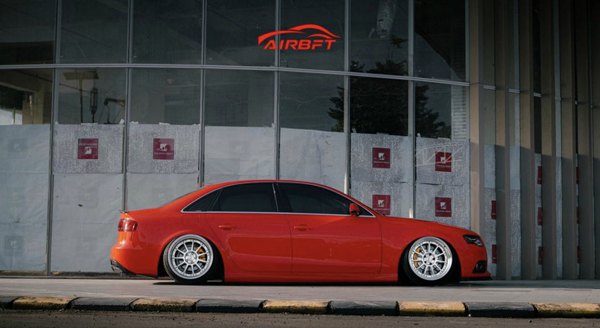 Indonesia red Audi a4b8 modified air suspension 