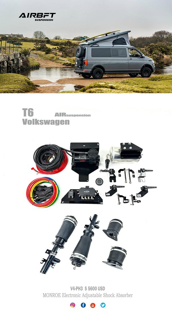AIRBFT × MONROE | Air Suspension System for Volkswagen T6 — Now on Sale AIRBFT × MONROE | Air Suspension System for Volkswagen T6 — Now on Sale